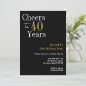 40歳の誕生日応援から40歳の黒い金ゴールドパーティー 招待状 (スタンド正面)