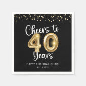 40歳の誕生日応援から40歳の黒金ゴールド スタンダードカクテルナプキン (正面)