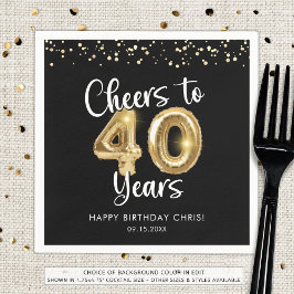 40歳の誕生日応援から40歳の黒金ゴールド スタンダードカクテルナプキン