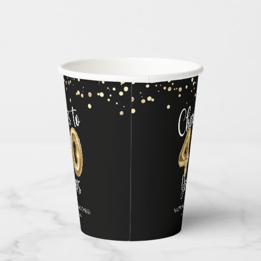 40歳の誕生日応援から40歳の黒金ゴールド 紙コップ (右)