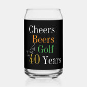 40歳の誕生日応援とビアーズゴルフブラック&金ゴールド ガラス缶 (正面)