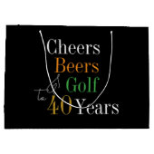 40歳の誕生日応援とビアーズゴルフブラック&金ゴールド ラージペーパーバッグ (裏面)