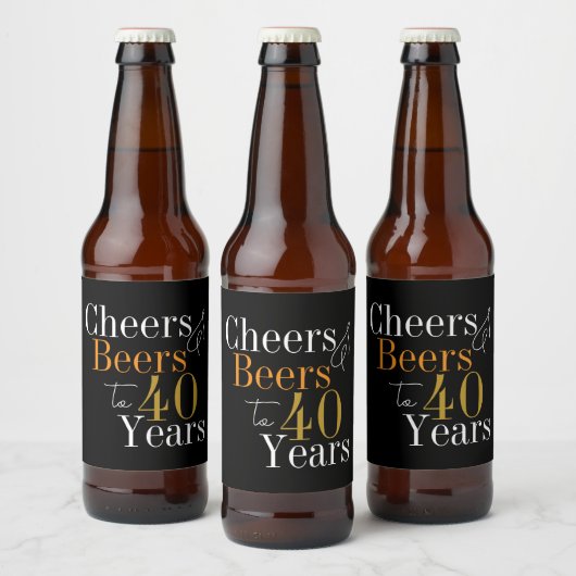 40歳の誕生日応援とビアーズブラック金ゴールドパーティー ビールラベル (ボトル)
