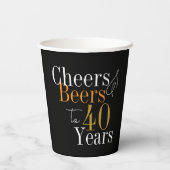 40歳の誕生日応援とビアーズブラック金ゴールドパーティー 紙コップ (裏面)