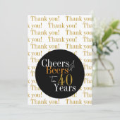 40歳の誕生日応援とビアーズブラック金ゴールド モダン サンキューカード (スタンド正面)