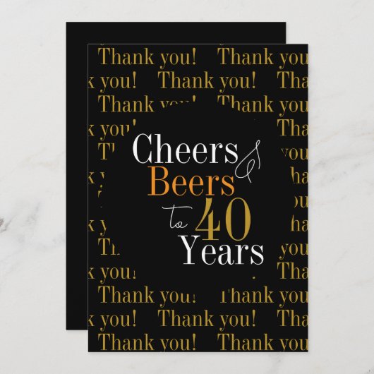 40歳の誕生日応援とビールをありがとう サンキューカード (正面/裏面)