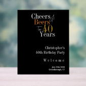40歳の誕生日応援とビールパーティーへようこそ アクリルサイン (ニュートラル)