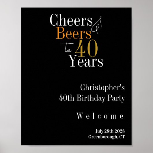 40歳の誕生日応援とビールパーティーへようこそ ポスター (正面)