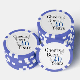 40歳の誕生日応援とビールパーティーブルー ポーカーチップ