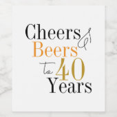 40歳の誕生日応援とビールパーティー ワインラベル (シングルラベル)