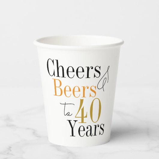 40歳の誕生日応援とビールミニマルパーティー 紙コップ (正面)