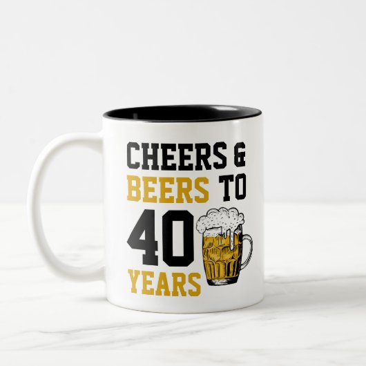 40歳の誕生日応援とビール ツートーンマグカップ (左)