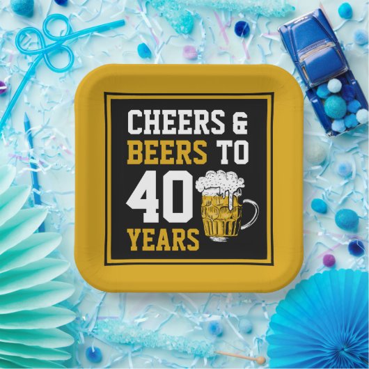 40歳の誕生日応援とビール ペーパープレート (パーティー)