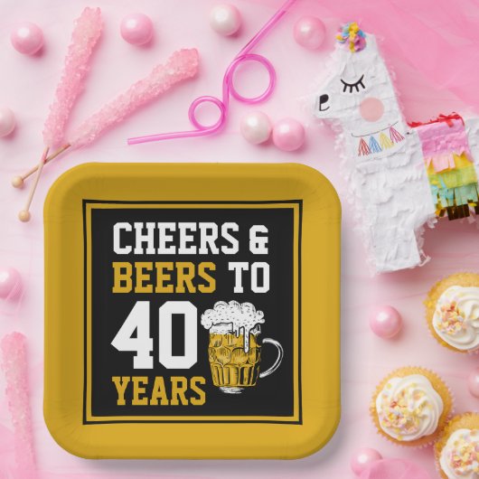 40歳の誕生日応援とビール ペーパープレート (パーティー)