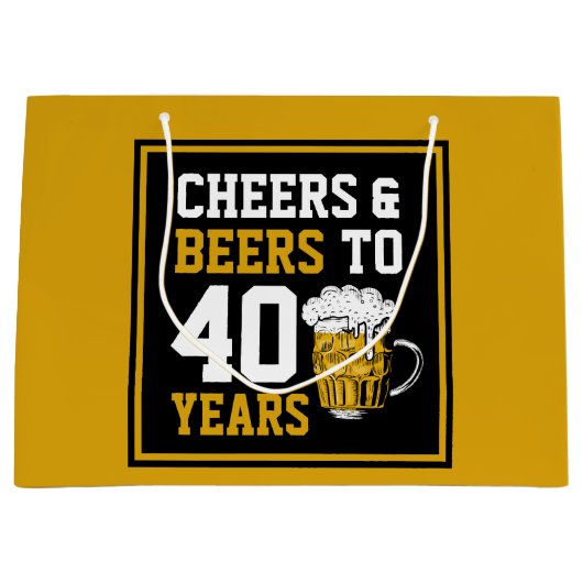 40歳の誕生日応援とビール ラージペーパーバッグ (正面)