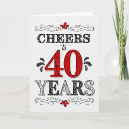 40歳の誕生日応援を描く赤い白い黒 カード