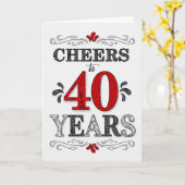 40歳の誕生日応援を描く赤い白い黒 カード (黄色い花)