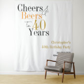 40歳の誕生日応援ビアーズミニマル背景 タペストリー (インサイチュ)