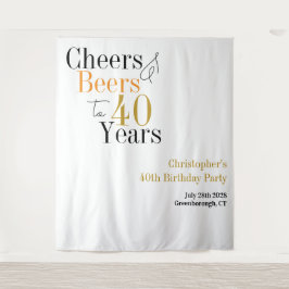 40歳の誕生日応援ビアーズミニマル背景 タペストリー