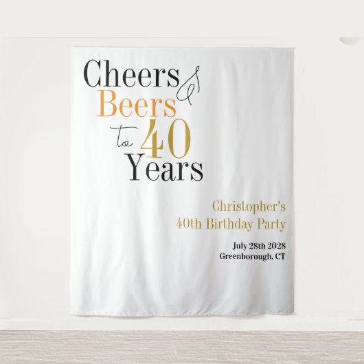 40歳の誕生日応援ビアーズミニマル背景 タペストリー (正面)