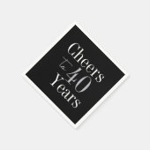 40歳の誕生日応援40年ブラックシルバーパーティー スタンダードカクテルナプキン (角)