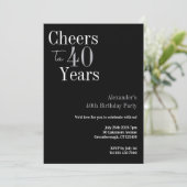 40歳の誕生日応援40年ブラックシルバーパーティー 招待状 (スタンド正面)
