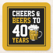 40歳の誕生日応援&ビールから40年 スクエアペーパーコースター (正面)