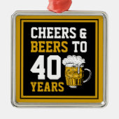 40歳の誕生日応援&ビールから40年 メタルオーナメント (正面)