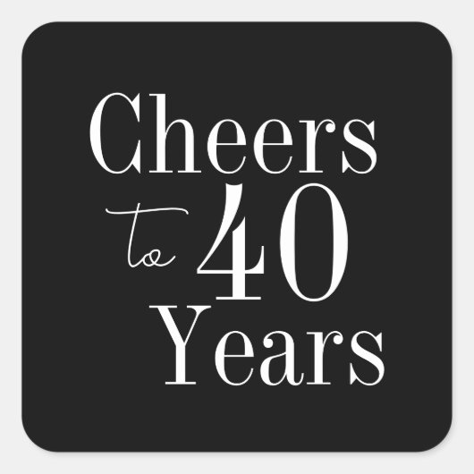40歳の誕生日応援～40歳の白黒 スクエアシール (正面)