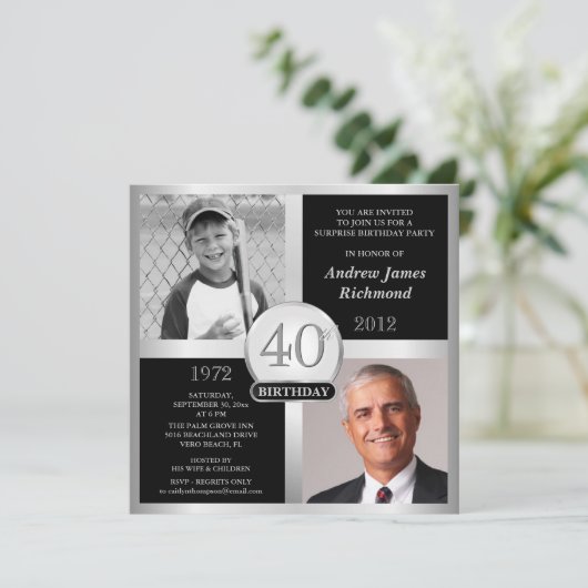 40歳の誕生日招待状とその後の写真 招待状 (スタンド正面)