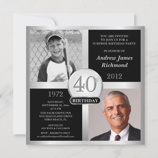 40歳の誕生日招待状とその後の写真 招待状 (正面)