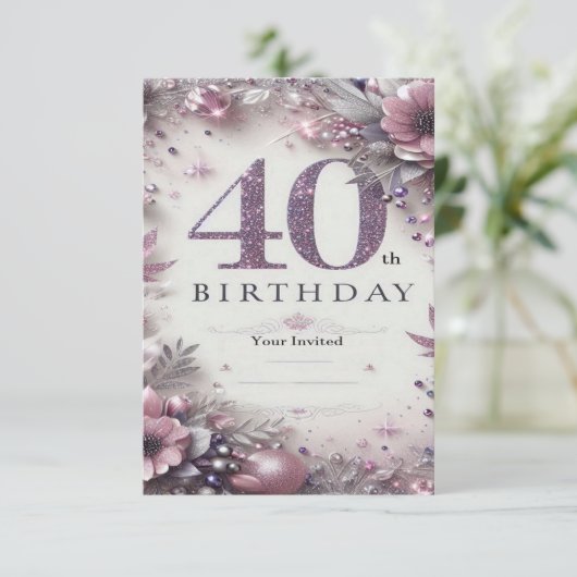 40歳の誕生日招待状をカスタマイズする 招待状 (スタンド正面)