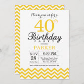 40歳の誕生日招待状イエローシェブロン 招待状 (正面/裏面)