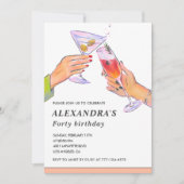 40歳の誕生日招待状カクテルおもしろいパーティー 招待状 (正面)