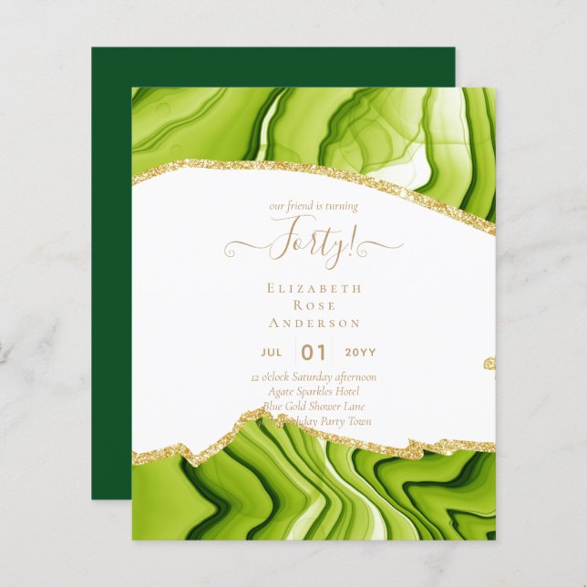 40歳の誕生日招待状グラマーガーリーモダンおもしろい (正面/裏面)