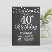 40歳の誕生日招待状シャルボードストリングライト 招待状 (スタンド正面)