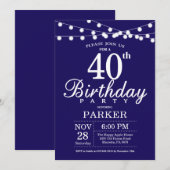 40歳の誕生日招待状ネイビーブルー 招待状 (正面/裏面)