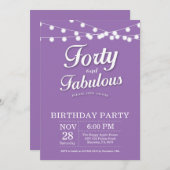 40歳の誕生日招待状パープルファブラス 招待状 (正面/裏面)