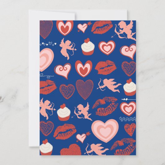 40歳の誕生日招待状ブルーかわいいハート 招待状 (裏面)