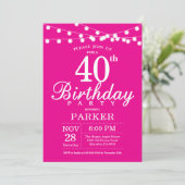 40歳の誕生日招待状ホットピンク 招待状 (スタンド正面)