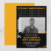 40歳の誕生日招待状メンズフォトスプレー絵を描 招待状 (正面/裏面)