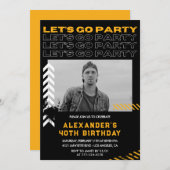 40歳の誕生日招待状メンズフォトスプレー絵を描 招待状 (正面/裏面)