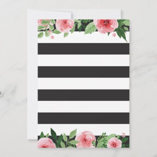 40歳の誕生日招待状女性。フローラ金ゴールド黒 招待状 (裏面)