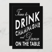 40歳の誕生日招待状時シャンパンブラックを飲む 招待状 (正面/裏面)