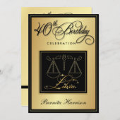 40歳の誕生日招待状 - てんびん座 招待状 (正面/裏面)