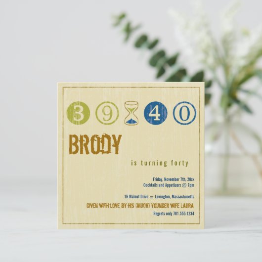 40歳の誕生日招待状- カスタマイズ 招待状 (スタンド正面)