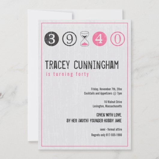 40歳の誕生日招待状- カスタマイズ 招待状 (正面)