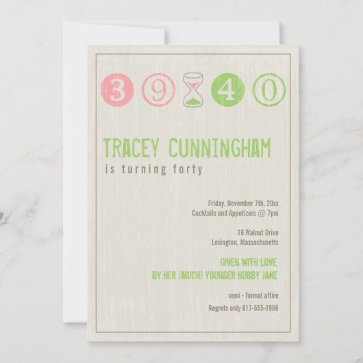 40歳の誕生日招待状- カスタマイズ 招待状 (正面)