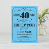 40歳の誕生日招待状 ブラックとブルー 招待状 (スタンド正面)