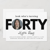 40歳の誕生日招待状 | ミニマルな40歳 招待状 (正面/裏面)